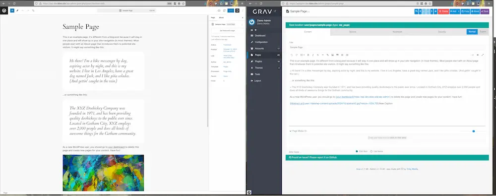 Sample page, admin view