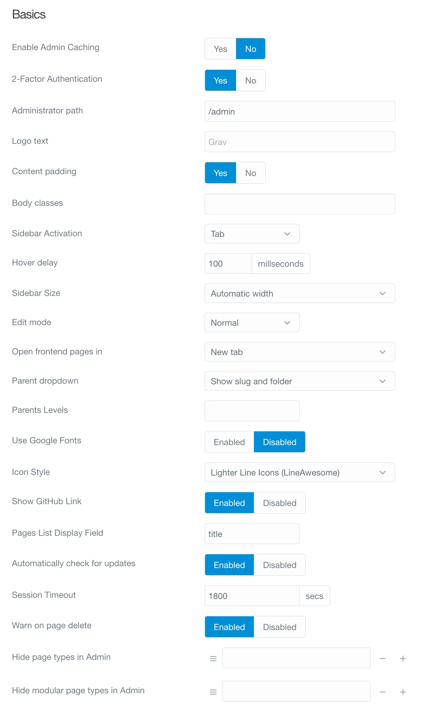 Admin Options