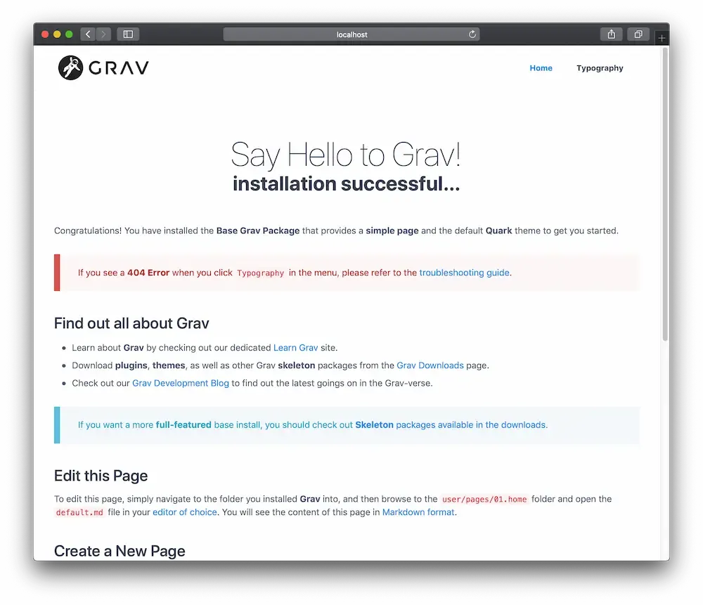 Grav Installed