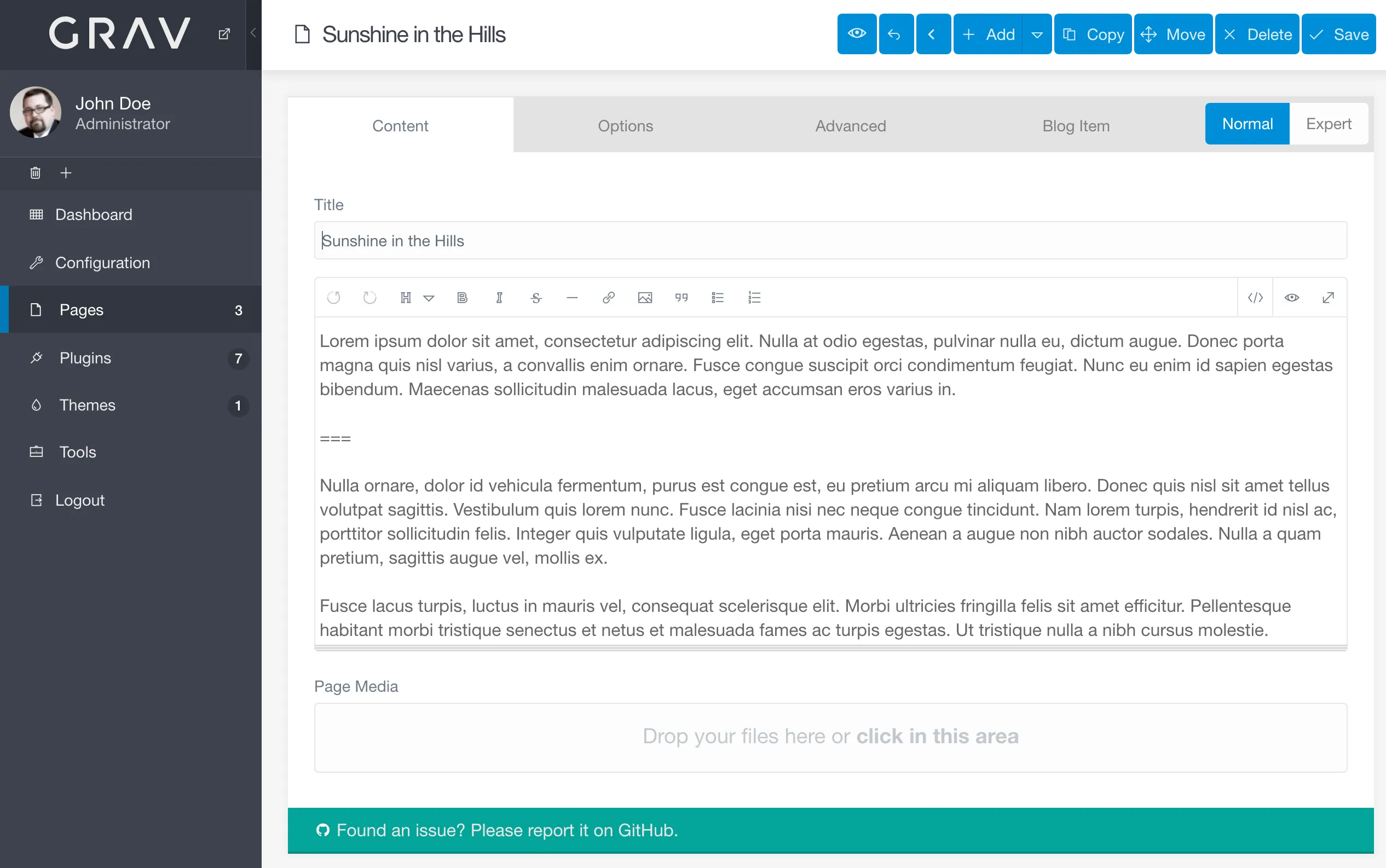 Admin Page Editor